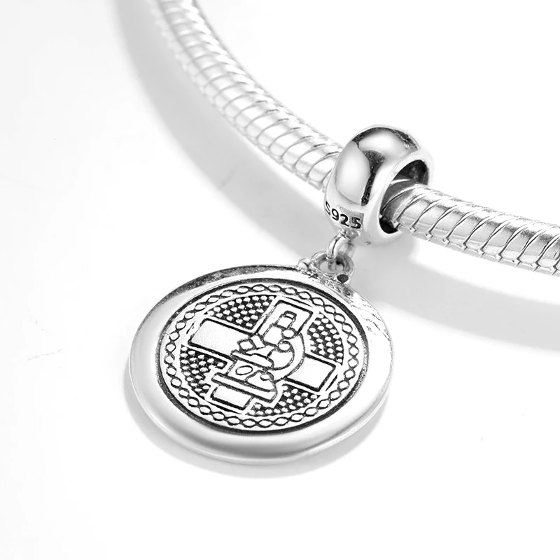 Новый 925 пробы Серебряный биолог микроскоп бусины Подвески подходят