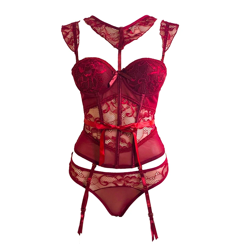 

Sexy Corsets and Bustiers Lingerie Sexy Floral Lace Bustiers Charming Strappy Transparent Underwear Women Corset Gothic Clothes