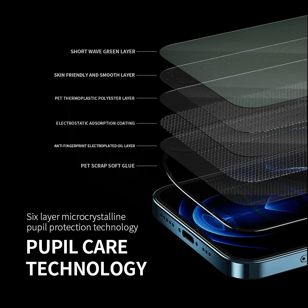 wsken 0 3mm protective tempered glass for iphone 12 pro max screen protector mini full coverage 11 xs x xr anti green ray film free global shipping