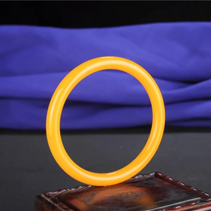 

Women's Jade Bracelet Yellow Fashion Accessories Jadeite Natural Charm Women Men for Hand Carved Round Bangle Lady Jewelry