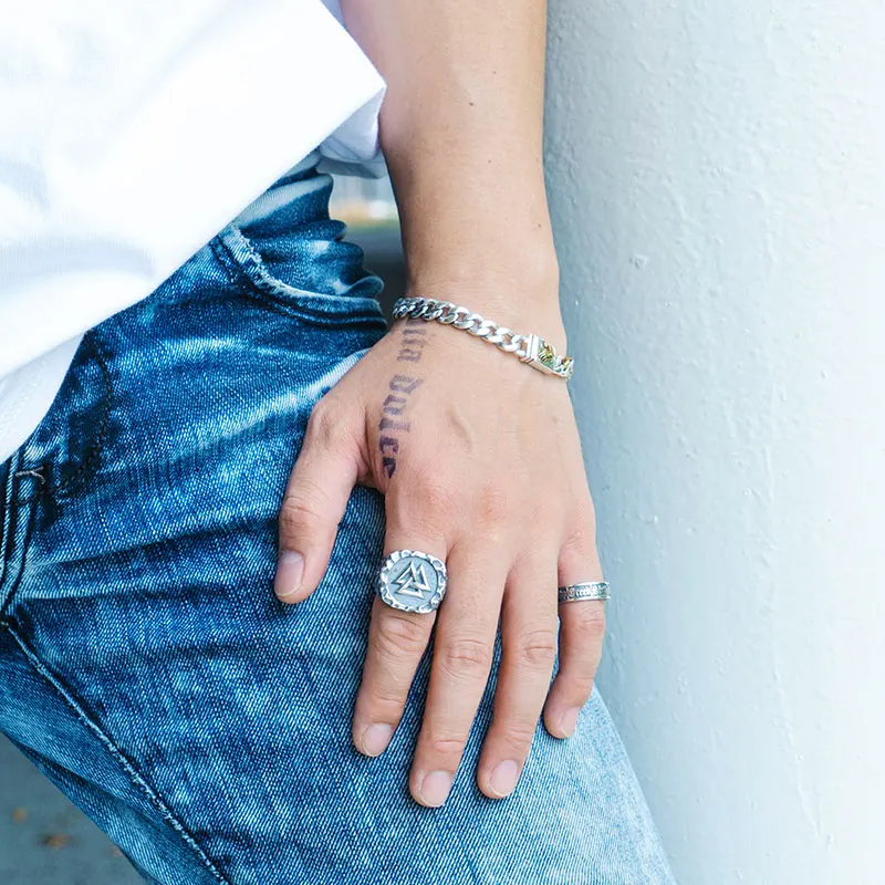 Мужское серебряное кольцо викингов Valknut винтажное Открытое в стиле панк из