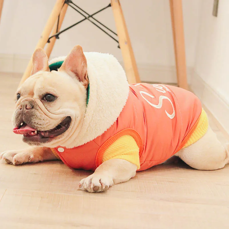 Двусторонняя одежда для собак зимнее теплое пальто куртка французский бульдог