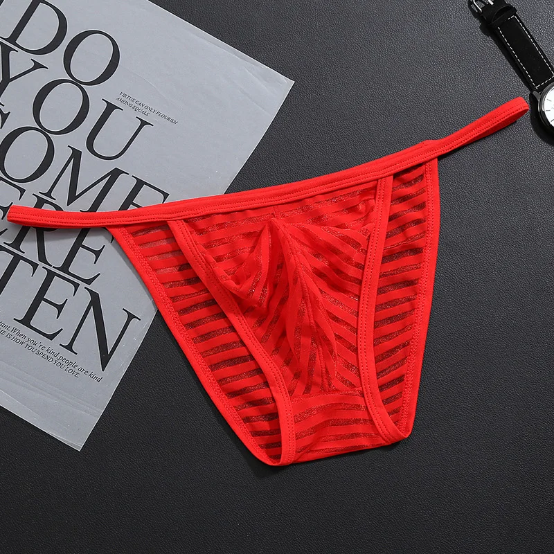 

Men's G-Strings Sexy Transparent Briefs solid color Briefs male Underpants Underwear T-back Intimates