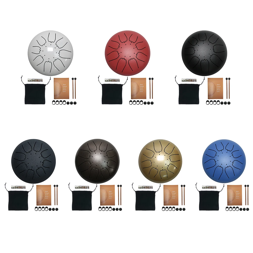 Набор стальных барабанов с язычком 6 дюймов 8 мелодий рукоятка барабанной