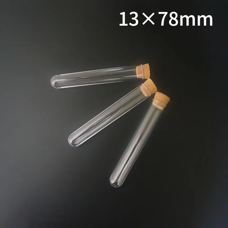 

Бесплатная доставка 20 шт./лот 13x78 мм пластиковые круглые пробирки с пробковой пробкой для школ/лабораторий