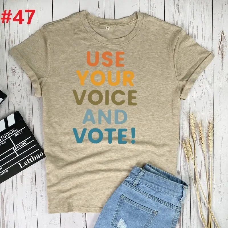 

Vote Printed T-shirts Women Summer 2021 Shirts for Women Loose Crew Neck Harajuku Clothes Female Cotton O Neck Ladies Tops Femme