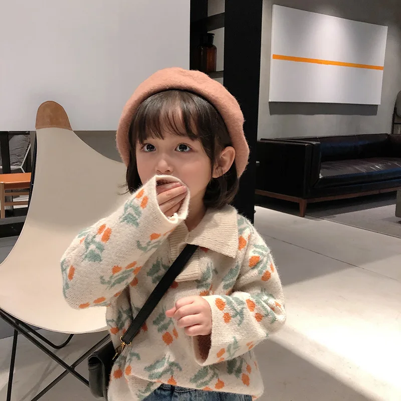 Детский свитер 2020 ручной вышивкой крючком вязаный с круглым вырезом одежда для