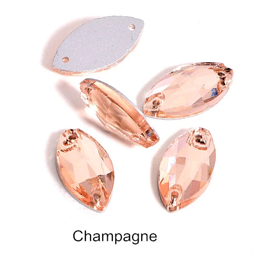 Champagne 5 размеров красочные Наветт стеклянные стразы шьют на Стразы желтый плоский с оборота конский глаз формы пришивные стразы для одежды B0161 - Цвет: Champagne