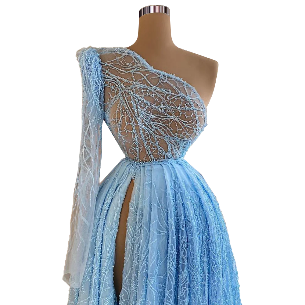 Floria One-Shoulder Light Color Prom Dresses Women Girls Party Quinceanera Customize Size Robe Femme Graduation Ball Gowns Long