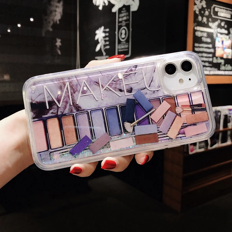 Eye shadow board Palette Phone Case For iPhone XS Max XR 11 11Pro 6 6s 7 8 plus Glitter Quicksand Cover |