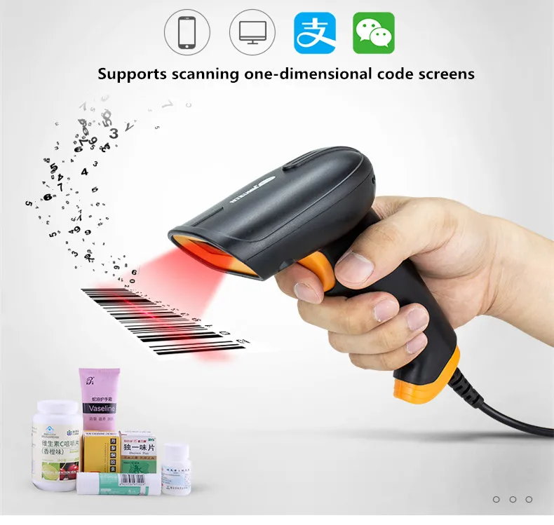 Сканер штрих кода wired1D считыватель Ручной USB кабель для супермаркета POS терминала