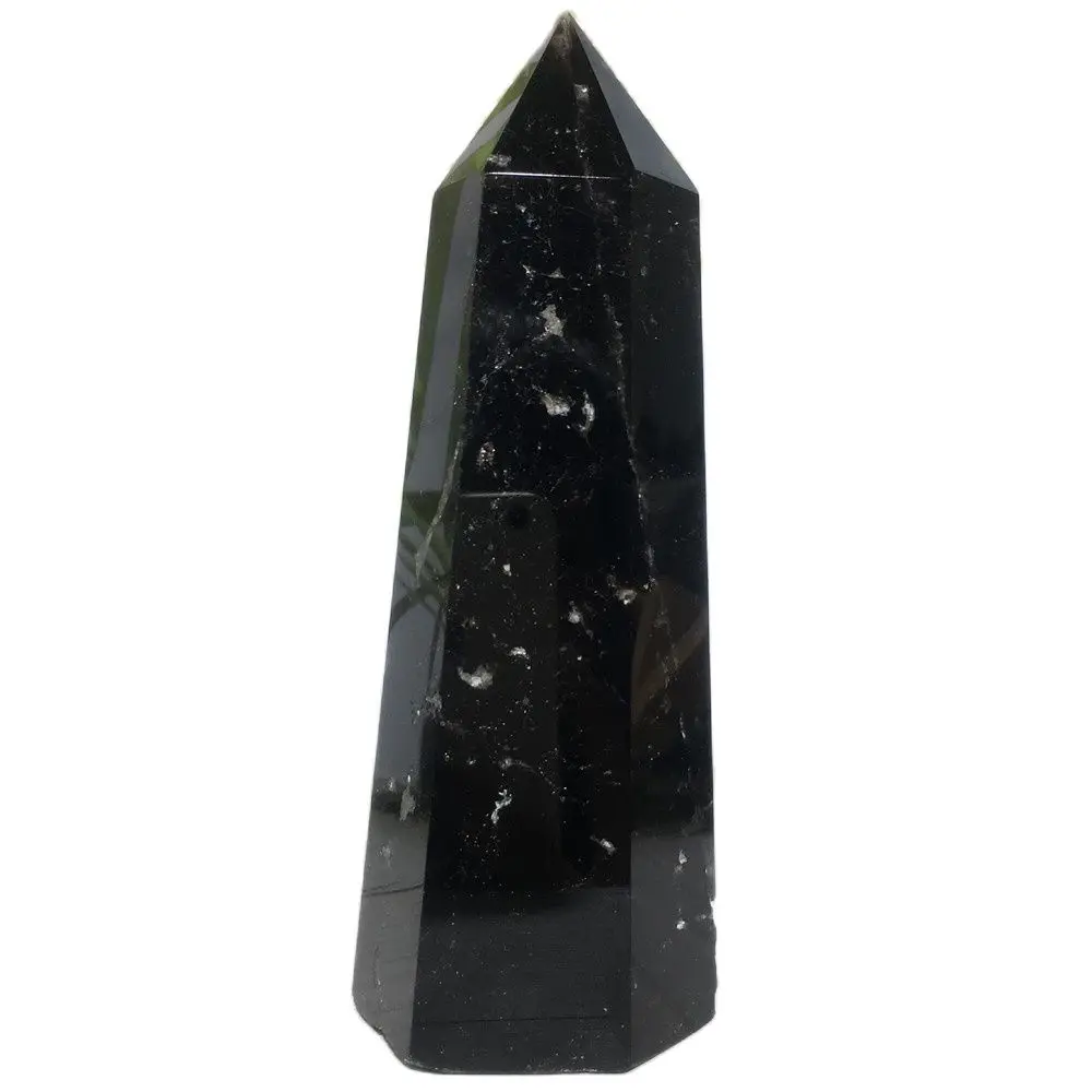 

Natural Black Crystal Point Wand Feng Shui Healing Quartz Stone Rod Column Obelisk Tower Ornament For Home Decoration