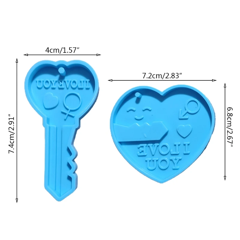 

2 Pcs Lovers Heart and Lock Shape Phone Chain Epoxy Resin Mold Keychain Silicone Mould DIY Crafts Jewelry Pendant Tool