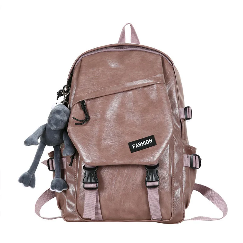 

PU Leather British Trend Backpack Women Harajuku School Backpacks For Teens Female Students Shoulder Laptop Book Bags Ladies New