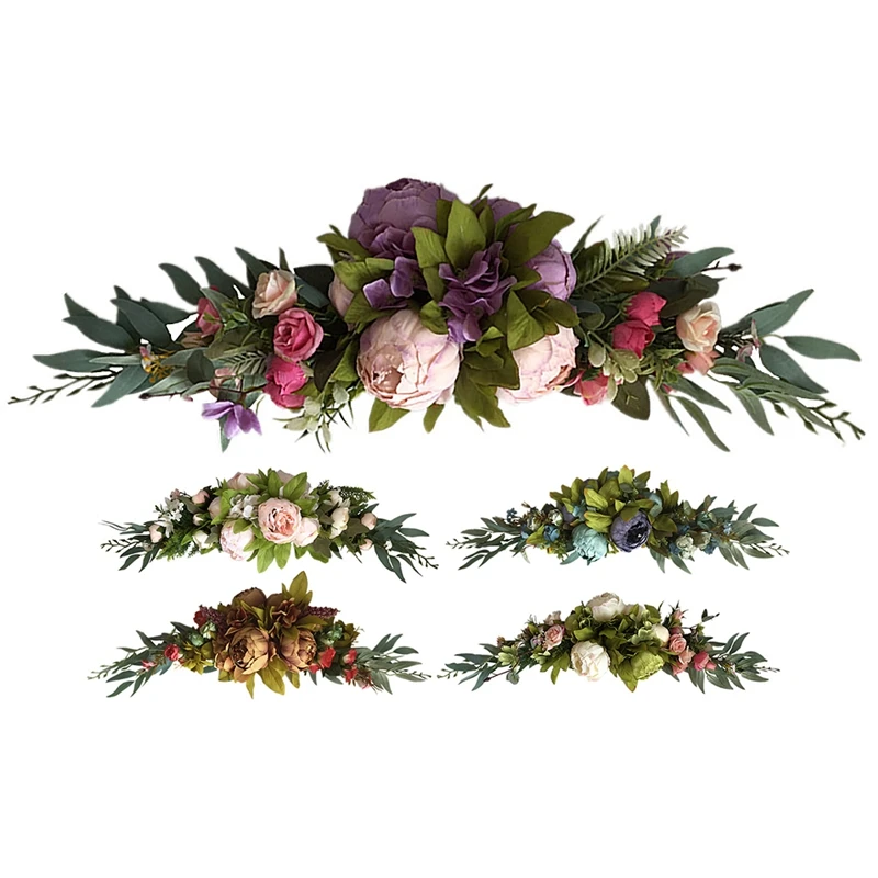 

Floral Swag, Artificial Peony Flowers Swag for Front Door Wedding Wall Window Arch Garden Farmhouse Home Decoration-ABUX