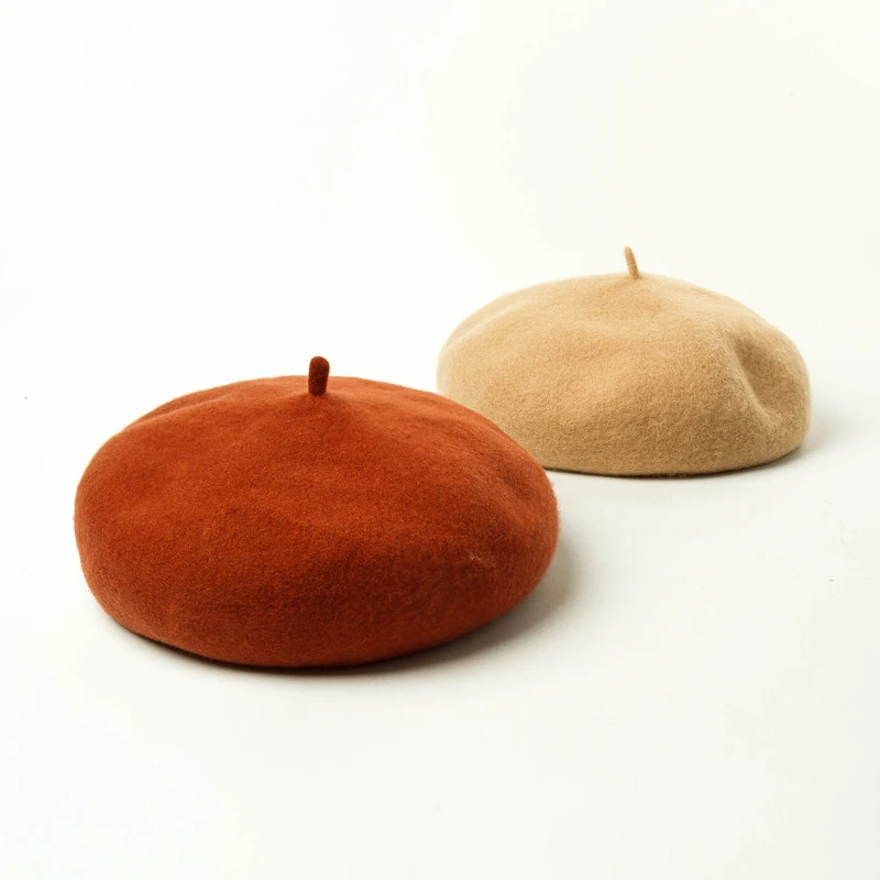 

Autumn winter new100%Australia wool beret painter hat elastic band Stereoscopic fashion Warm beret Women Girl Christmas Present