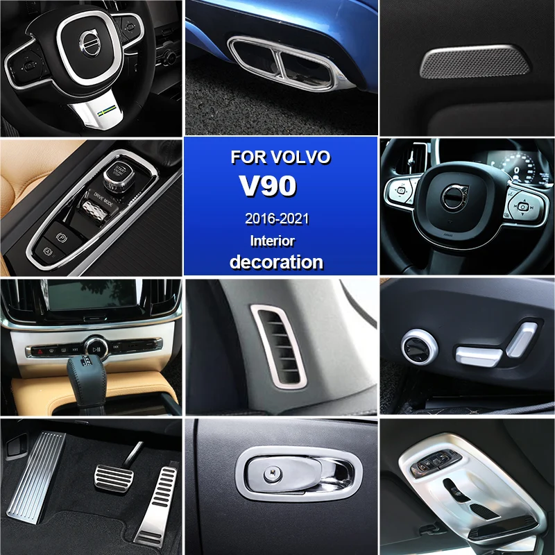 ABS/нержавеющая сталь для volvo v90 s90, аксессуары 2017, 2018, 2019, 2020, 2021, 2022, 2023, стикер для украшения автомобиля, молдинг интерьера