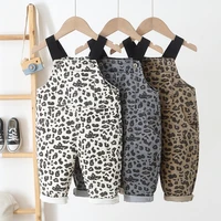 yatfiml spring autumn leopard overalls corduroy pocket trousers casual loose toddler bib pants baby boys and girls clothing