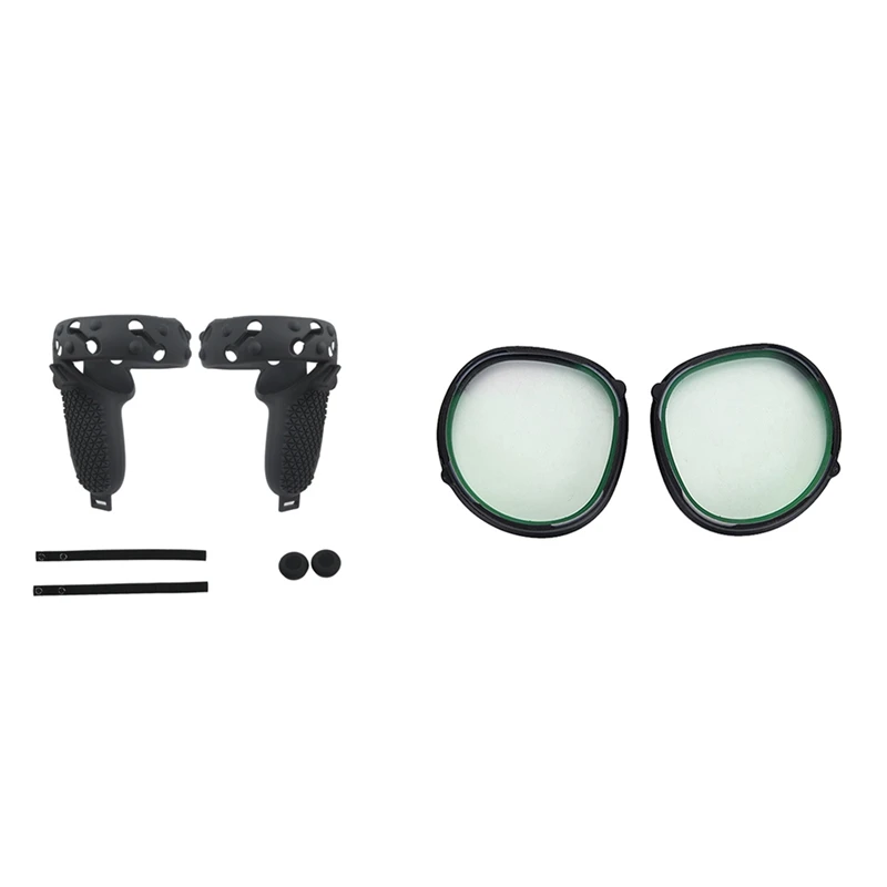 

Press Controller Silicone Grip Ring Cover+ Hand Strap +Thumb Caps with Anti Blue Light Magnetic Eyeglasses Lens