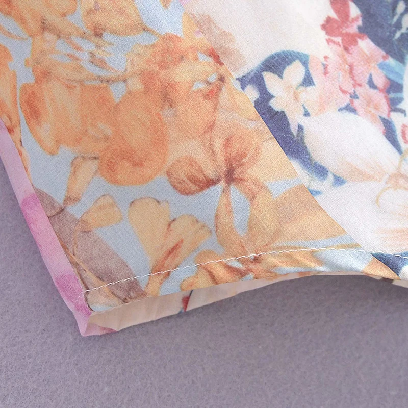 

2021 ZA New Women's ClothingElegant Prairie Silk Satin Texture Lapel Long-sleeved Fashion Flower Print Loose Casual Shirt PX0320