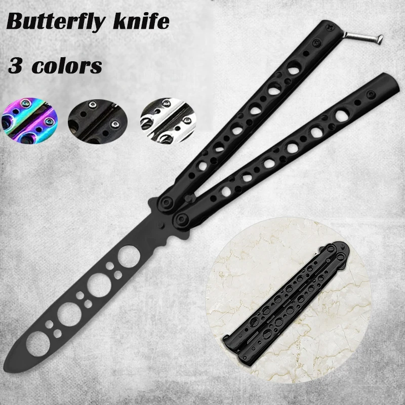 Тренировочный нож бабочка из нержавеющей стали складной для косплея без острых