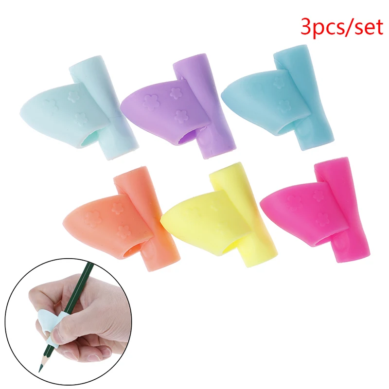 

3pcs Pencil Tool Soft Rubber Pen Topper For Kid Handwriting Aid Useful