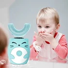 Детская электрическая зубная щетка, умная зубная щетка 360 градусов, U силиконовая автоматическая ультразвуковая зубная щетка с USB-разъемом и мультяшным рисунком