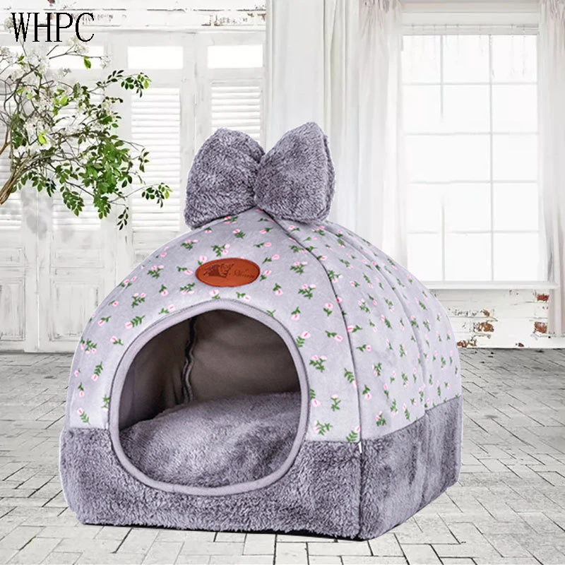 Двойная съемная кровать для кошек теплая Лежанка домашних питомцев зимняя