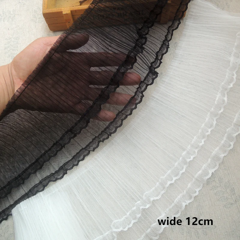 

Pleated lace mesh fabric fabric handicraft lace sewing cloth fabric tulle lace dress wedding dress skirt splicing accessories