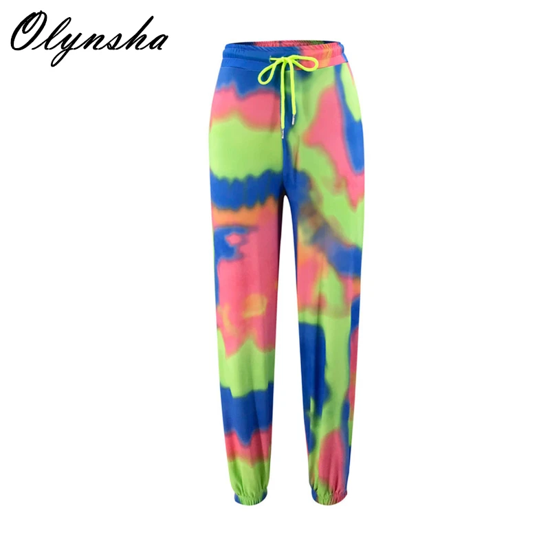 

Tie Dye Elast Waist Pant Woman Casual Sweatpant Print 2020 Summer Autumn Lounge Wear Jogger Women Cargo Long Trousers
