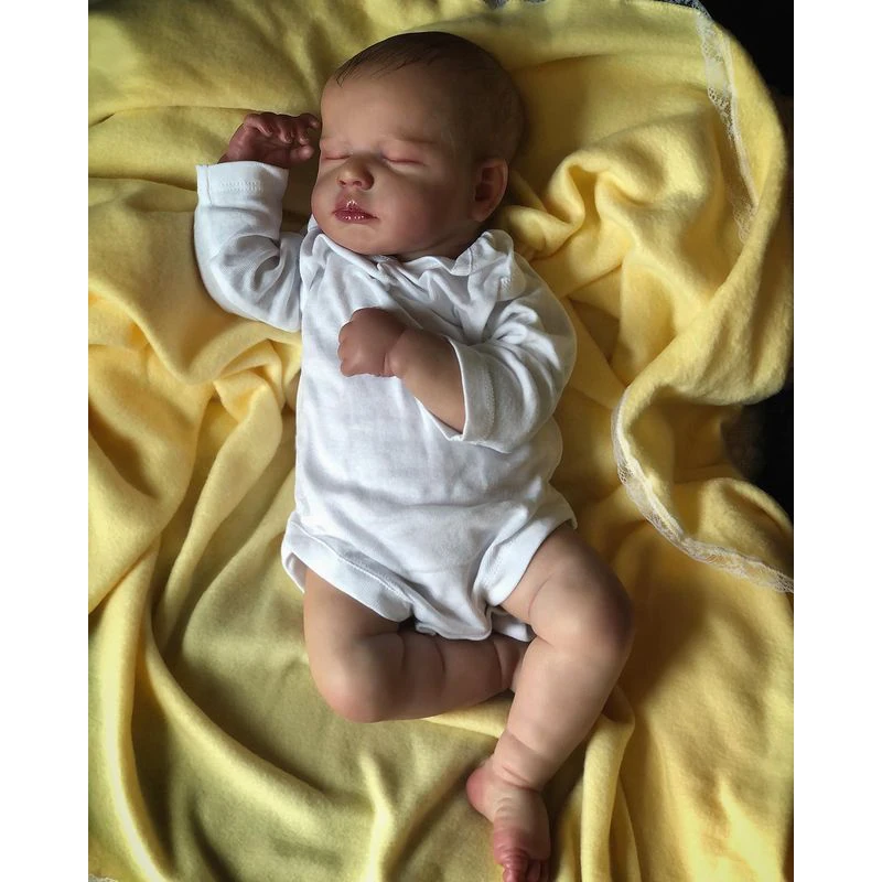 

NPK 50CM Reborn Doll Lifelike Real Baby LouLou Soft Touch High Quality Collectible Art Reborn Doll with Hand-Drawing Hair