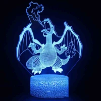 pokemon charizard eevee anime figures 3d led night light color changing model action logo lampara collection brinquedos figma