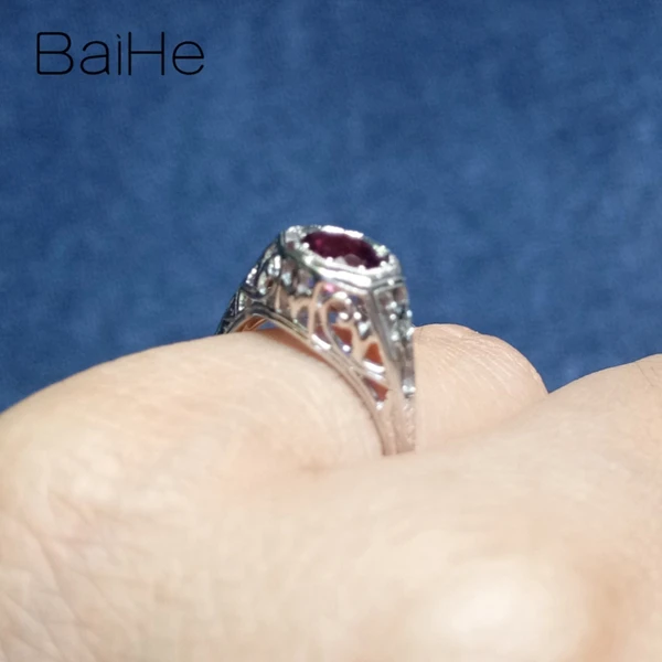 BAIHE Стерлинговое Серебро 925 0.4ct сертифицированное безупречное турмалиновое обручальное женское офисное/деловое модное кольцо, хорошее ювелирное изделие, подарочное кольцо