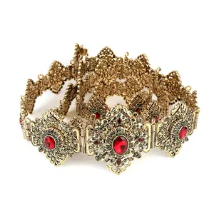 Sunspicems Великолепный золотой марокканский пояс Caftan металлическая цепочка для женщин пояс с кристаллами Свадебные украшения арабский халат Bijoux