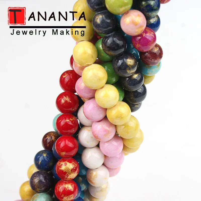 Золотистые нефритовые бусины из натурального камня для самостоятельного