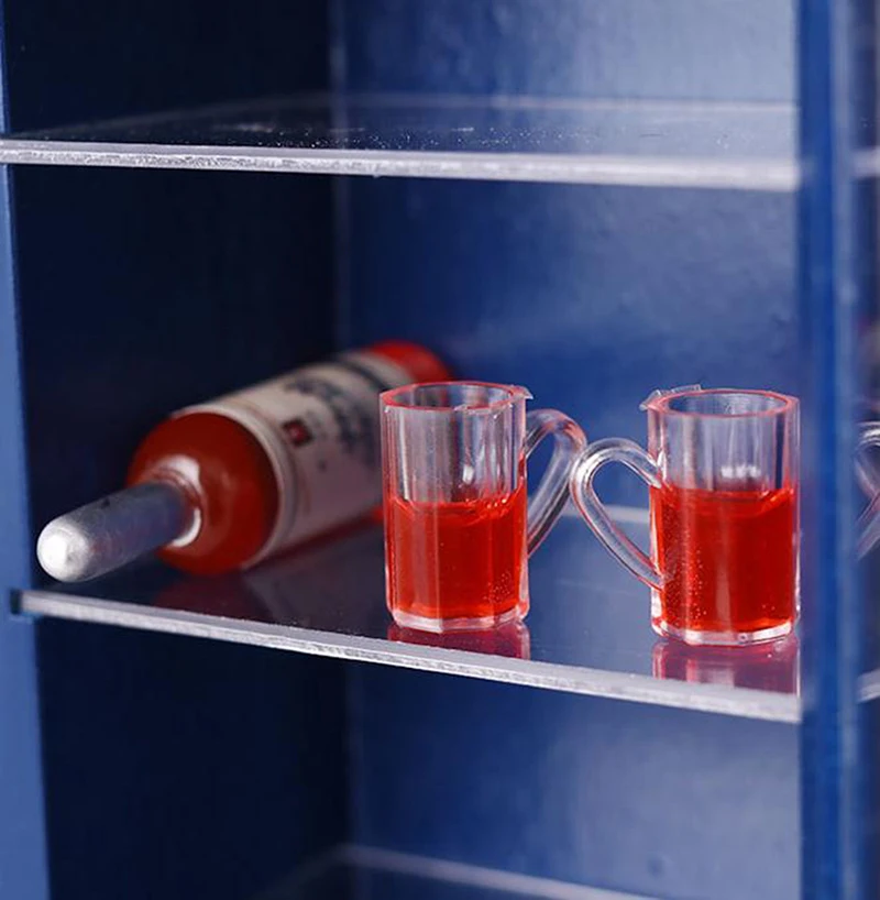 

3Pcs/set 1:12 Dollhouse Miniature Red Wine Bottle Cups Doll Kitchen Accessories