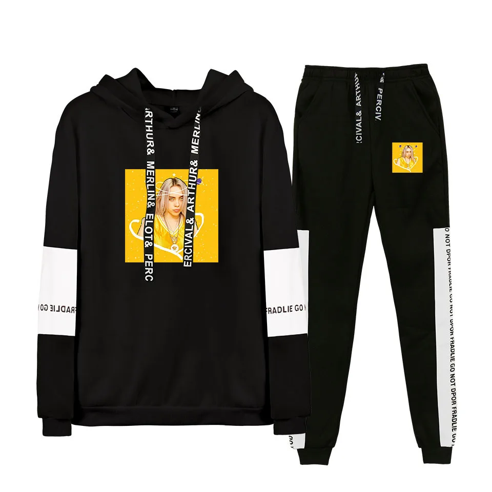 Billie Eilish толстовка с капюшоном для женщин толстовки отдыха кофты + костюм со
