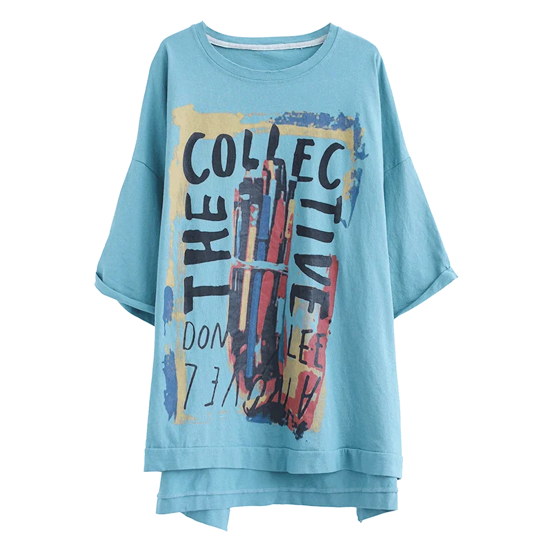 

BIG SIZE 4XL Summer Women Fashion Elegant Letter Print Tops Lady Female Plus Large Short Sleeve Long Loose Cotton Femme T Shirt