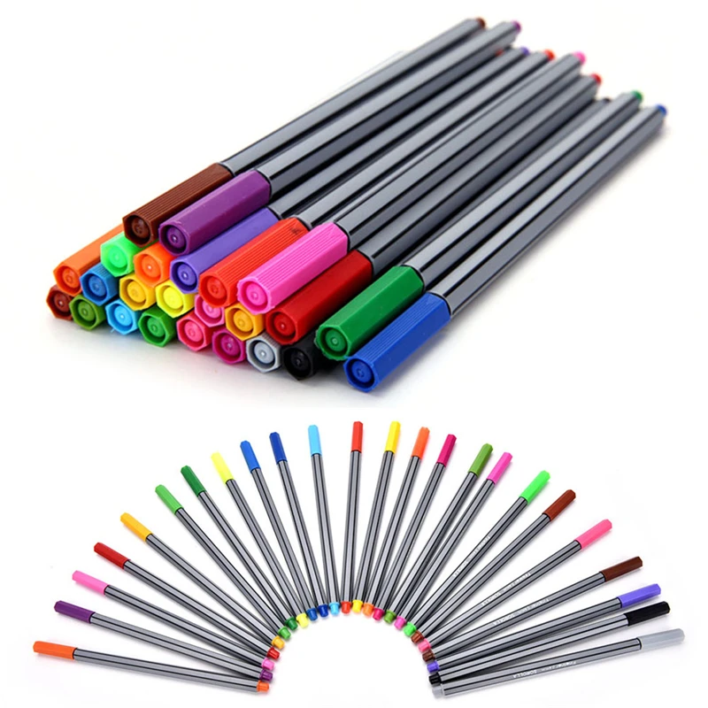 

0.4mm 24 Pcs Multi-color Fineliner Pens With Coloring Book Marco Super Fine Draw Color Pen Art Marker Pen Water Based Ink