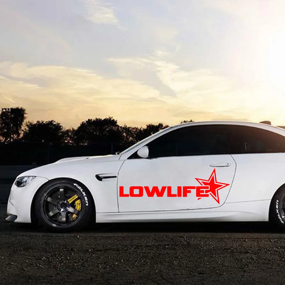 

Fun LOW LIFE Carbon Sticker Rearview Mirror Side Decal Stripe Vinyl Truck Vehicle Body Accessories