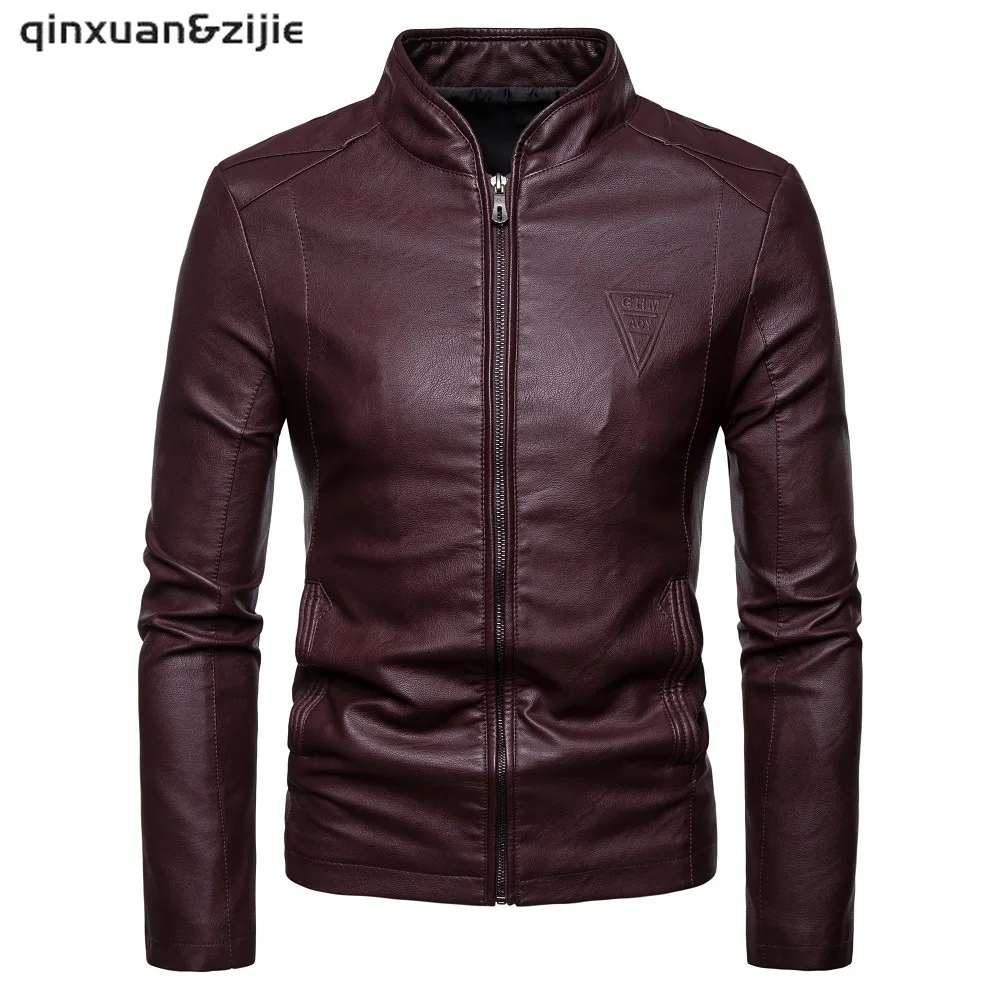 

New Mens Leather Jacket Motorcycle Zipper Pockets Streetwear 2021 Autumn Leather Jackets Male Fashion Slim Casual Brand Clothing