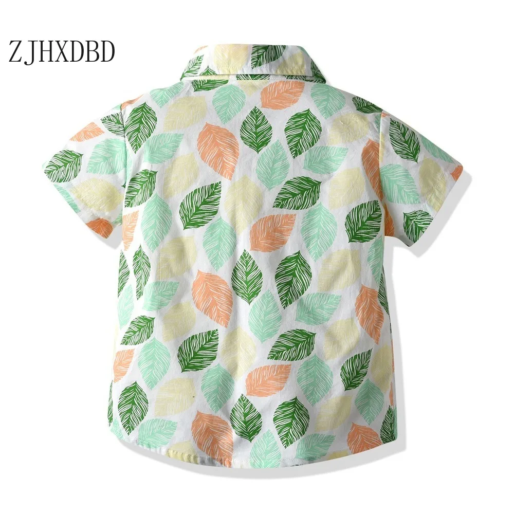 2020 New Summer Boy Short-sleeved Shirt European and American Leaf Beach Fake Out Children Flower Blouses Clothes | Мать и ребенок