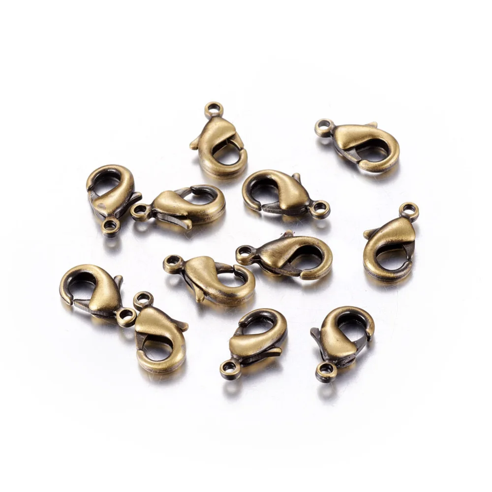 

50PCS Brass Lobster Claw Clasps Parrot Trigger Clasps Cadmium Free & Lead Free Brushed Antique Bronze 10x5x3mm Hole: 1mm