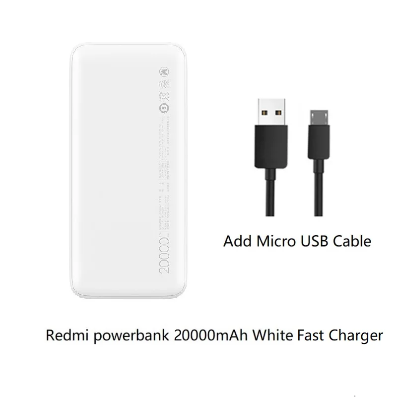 Красный mi power bank 10000 мАч usb type C mi power bank 20000 Qi быстрое зарядное устройство Портативная зарядка повербанк Внешняя батарея - Цвет: Add micro USB
