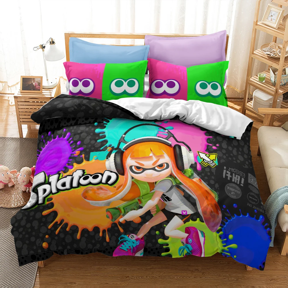 

Popular Splatoon 2 Game Printed Bedding Set 3d Cartoon Duvet Cover Set Pillow Case Twin Full Queen King Size Bed Linen Bed Sets
