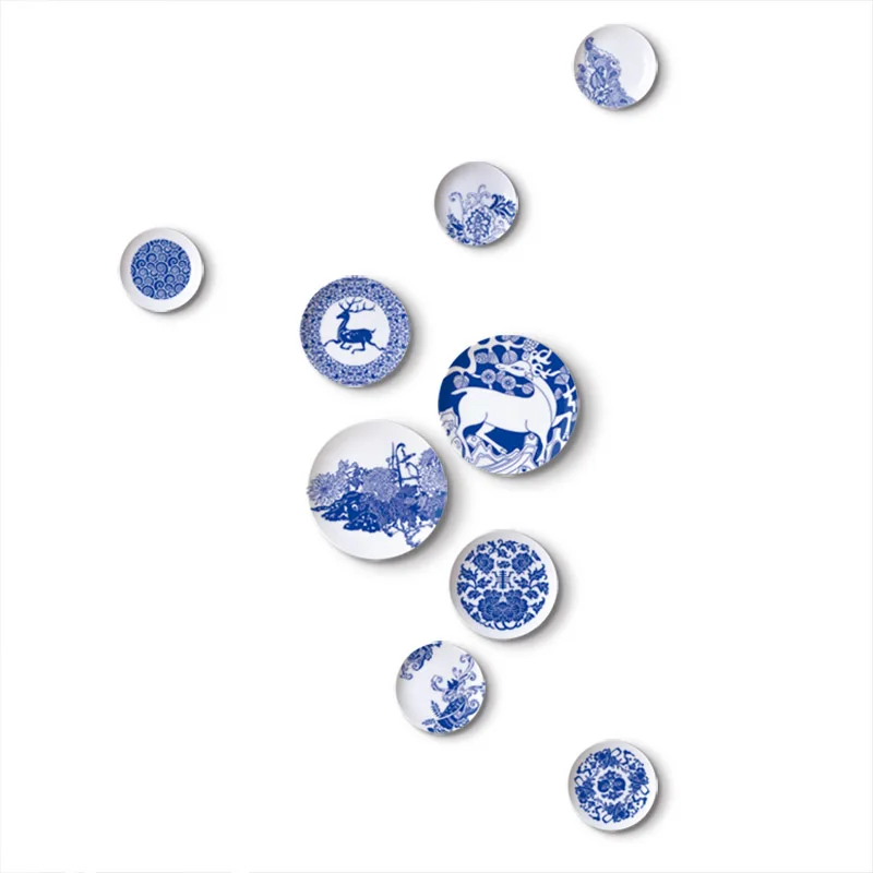 Chinesischen Stil Platten Dekorative Wand Hängen Gerichte Blau und weiß porzellan Kunst Keramik Platte Home Hotel Studio Dekoration