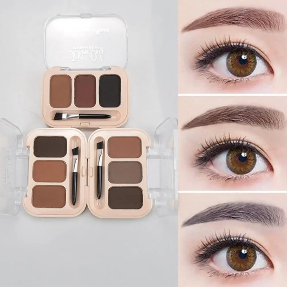 3 Colors Eyebrow Enhancers Waterproof Powder Pigment Palette Eyes Makeup Black Brown Brows Shades Tattoo Tint Make Up Women | Красота и