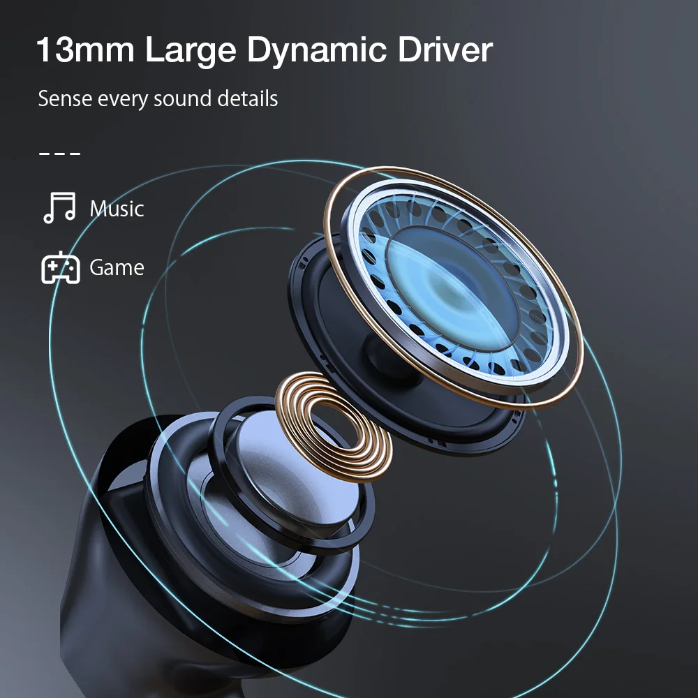 BlitzWolf BW-FLB5 TWS bluetooth-compatible V5.0 Earphone Gaming Earbuds HiFi Stereo 13mm Large Dynamic Low Latency RGB Light |