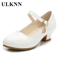 children girls leather shoes white princess high heel shoes for kids girls performance dress student show dance sandals 26 41