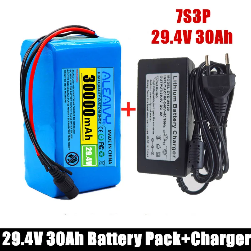 24V 30Ah 7s3p 18650 battery lithium battery 24v 30000mAh Electric Bicycle Moped electric Lithium ion Battery pack + 2A Charger